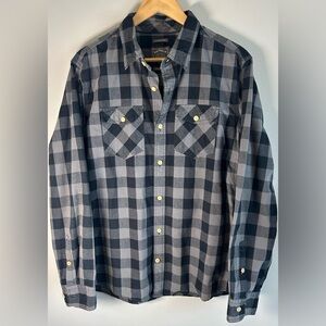 FatFace Men's Plaid Button Up Shirt Size L Black Classic Fit Long Sleeve Outdoor
